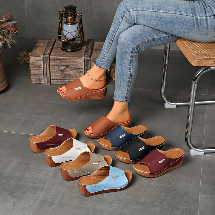 Ella | Bequeme Sandalen mit Keilabsatz und offener Zehenpartie