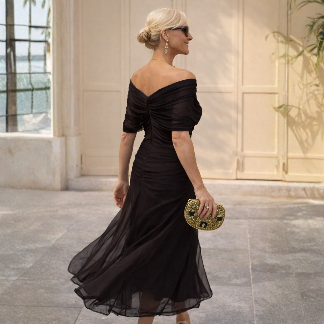 Valeria | Elegantes schulterfreies Maxikleid