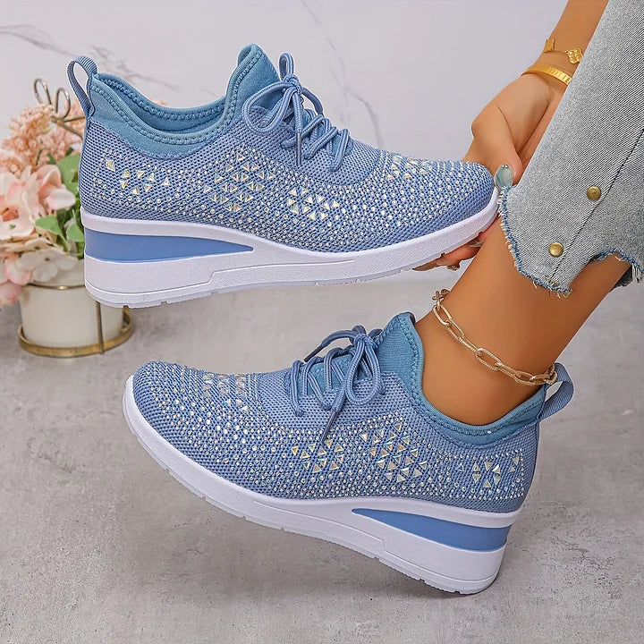 Ingrid | Plateau-Sneaker aus Strick mit Strasssteinen