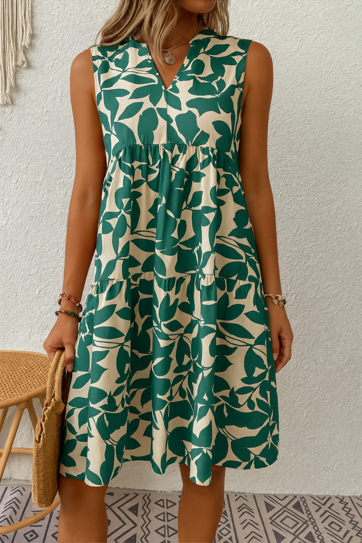 Anneliese | Sommer-Midi-Kleid mit Blattmuster