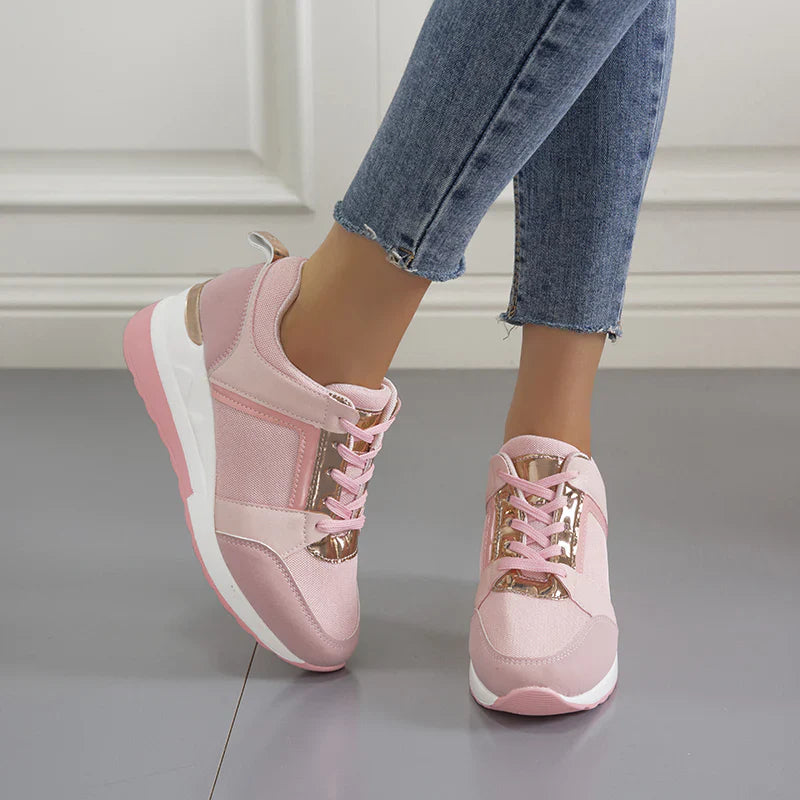 Frieda | Damen Plateau Sneaker mit Keilabsatz und Schnürung