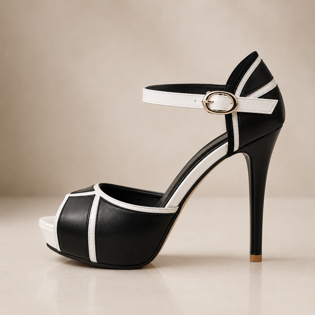 Valentina | Plateau-Pumps mit kontrastfarbenen Riemen