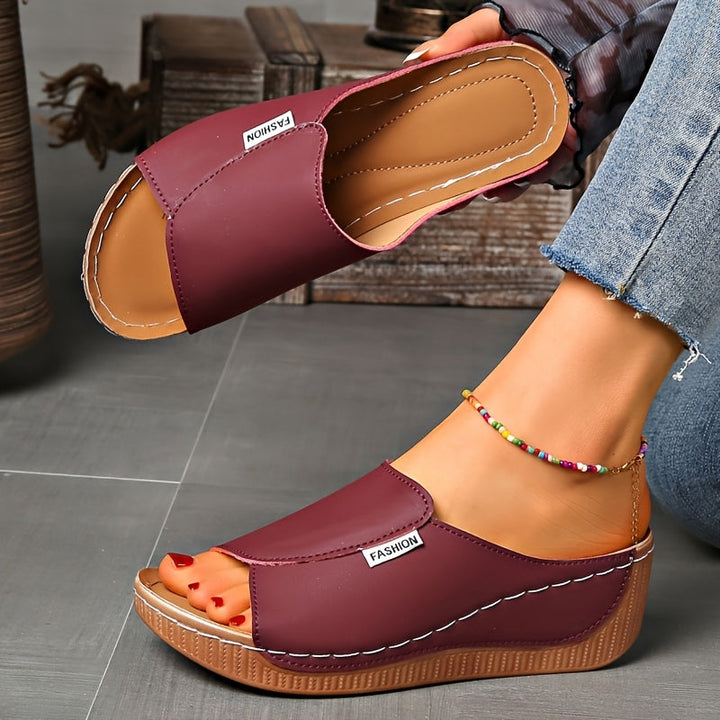 Ella | Bequeme Sandalen mit Keilabsatz und offener Zehenpartie