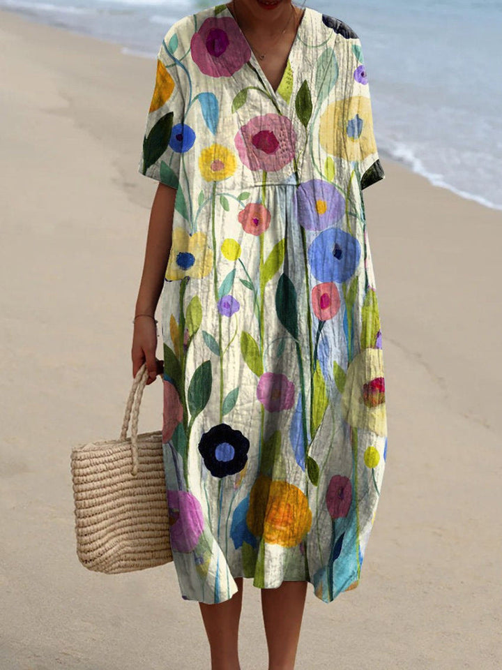 Daisy | Midi-Kleid mit buntem Blumenmuster