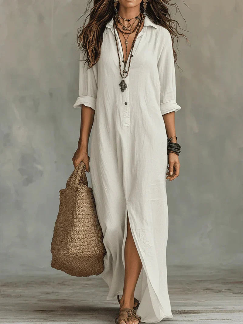 Aveline | Maxikleid aus Leinen im Boho-Stil