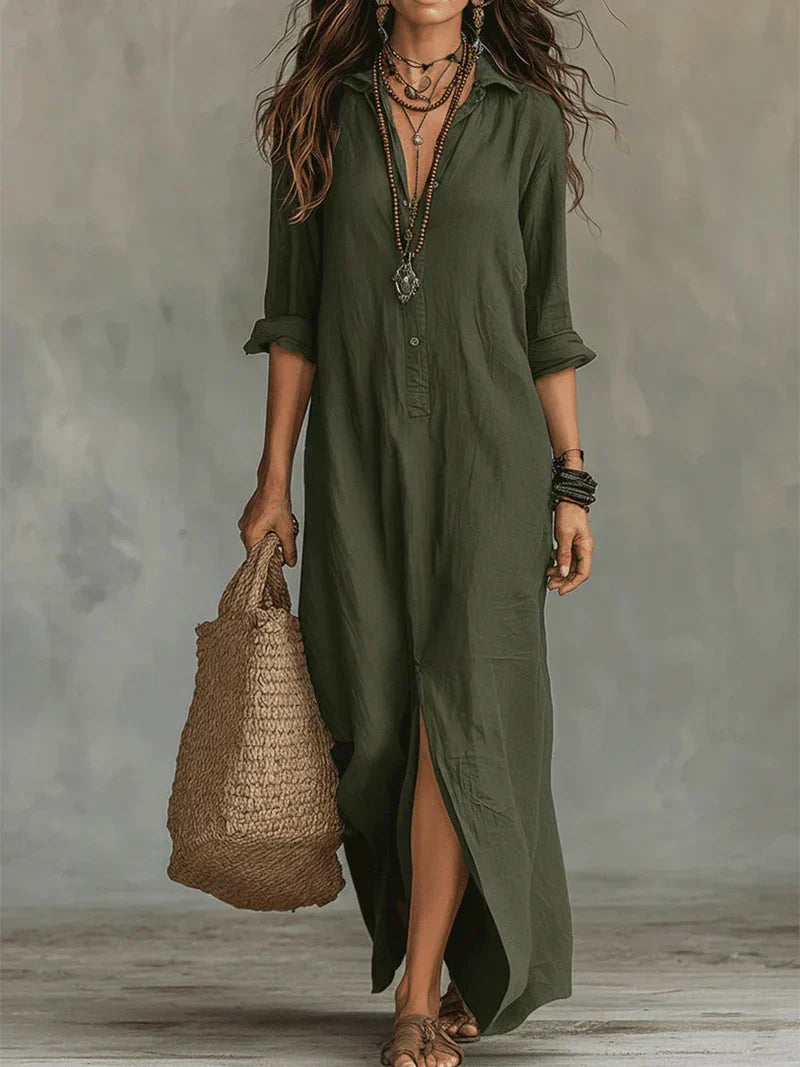 Aveline | Maxikleid aus Leinen im Boho-Stil