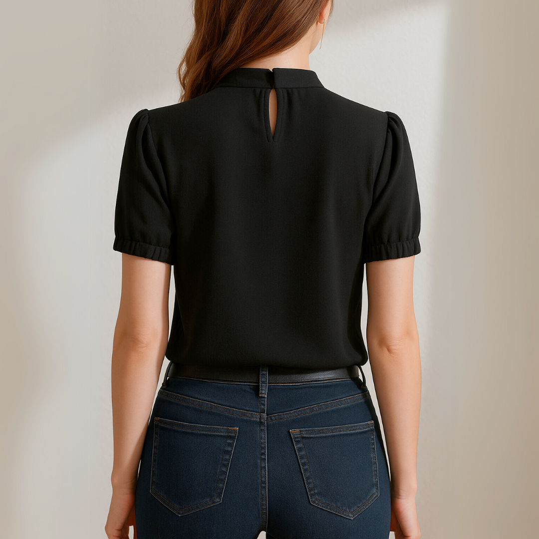 Aveline | Elegante Bluse mit Cold-Shoulder-Ausschnitt und Stehkragen