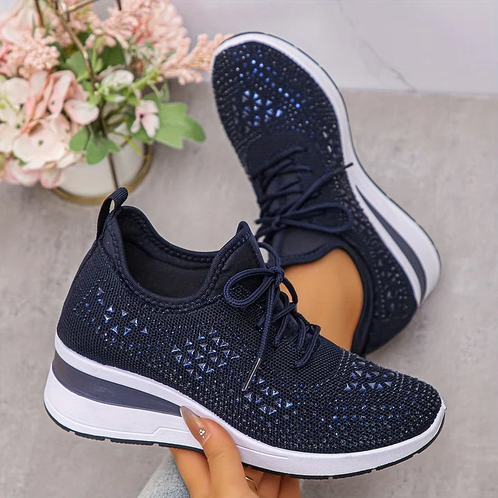Ingrid | Plateau-Sneaker aus Strick mit Strasssteinen