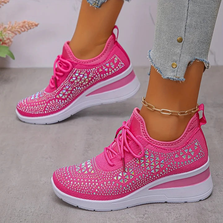 Ingrid | Plateau-Sneaker aus Strick mit Strasssteinen