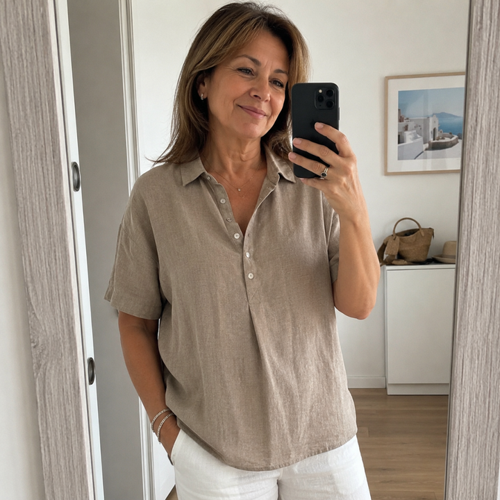 Emmeline | Lässige Leinenbluse mit Knopfleiste