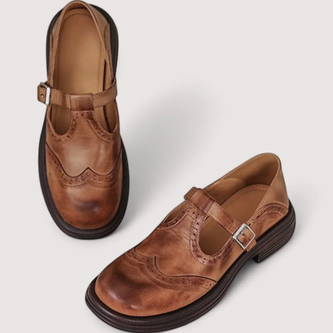Adelina | Vintage-Loafer aus Leder mit Schnalle