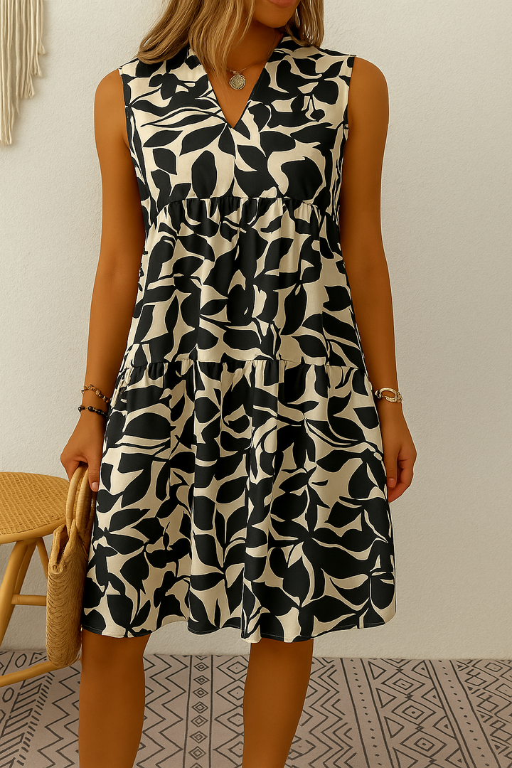 Anneliese | Sommer-Midi-Kleid mit Blattmuster