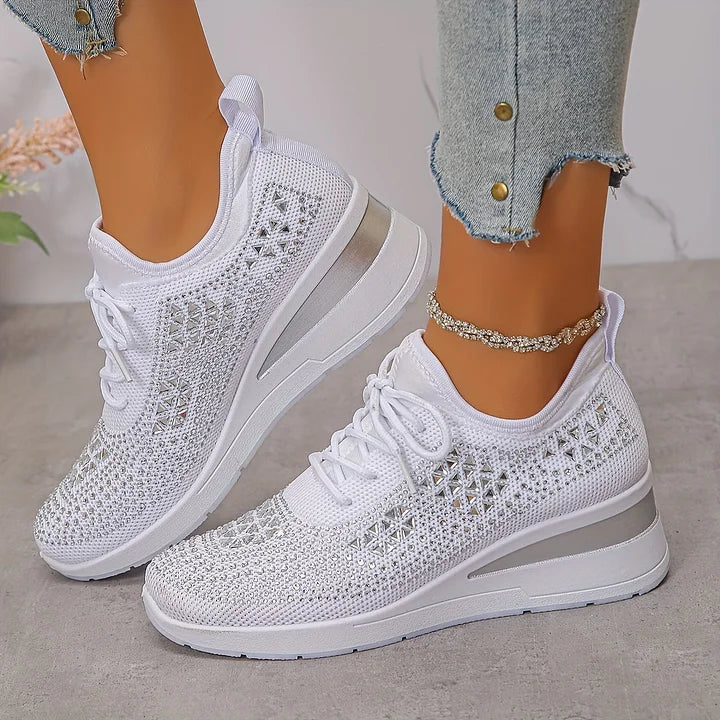 Ingrid | Plateau-Sneaker aus Strick mit Strasssteinen