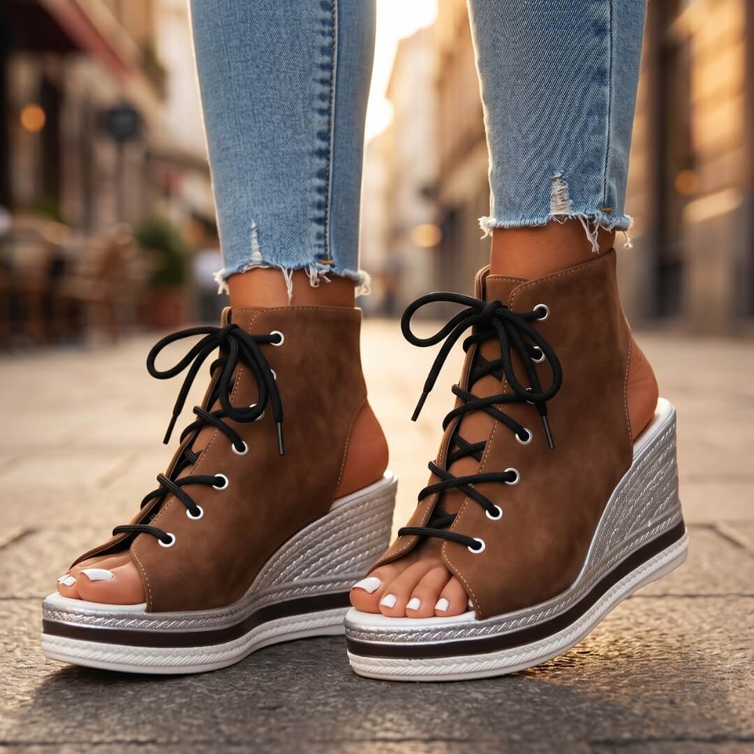 Alessia | Keilabsatzsandalen mit Schnürung
