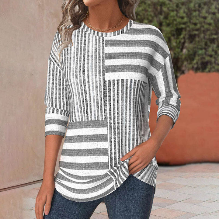 Helena | Lässiges Patchwork-Streifenhemd