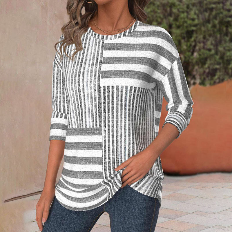 Helena | Lässiges Patchwork-Streifenhemd