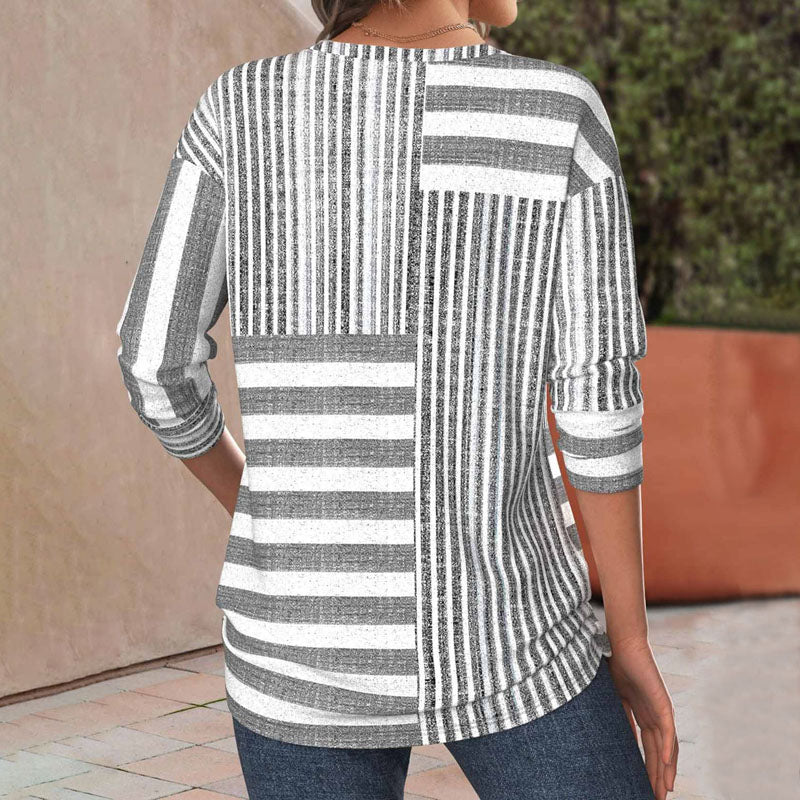 Helena | Lässiges Patchwork-Streifenhemd