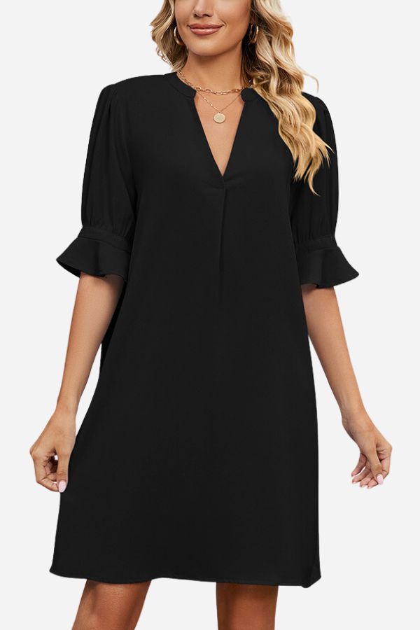 Sophia | Elegantes Kleid mit V-Ausschnitt und Rüschenärmeln