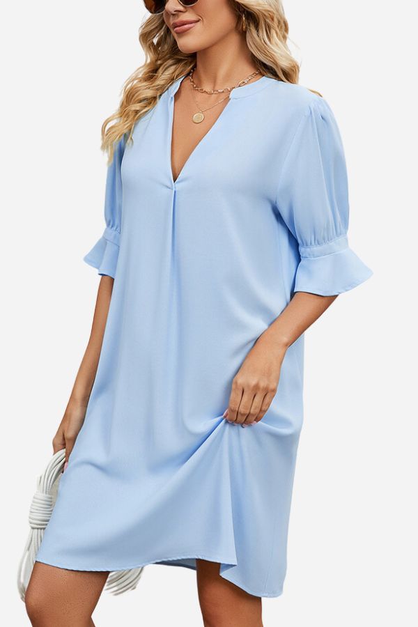 Sophia | Elegantes Kleid mit V-Ausschnitt und Rüschenärmeln