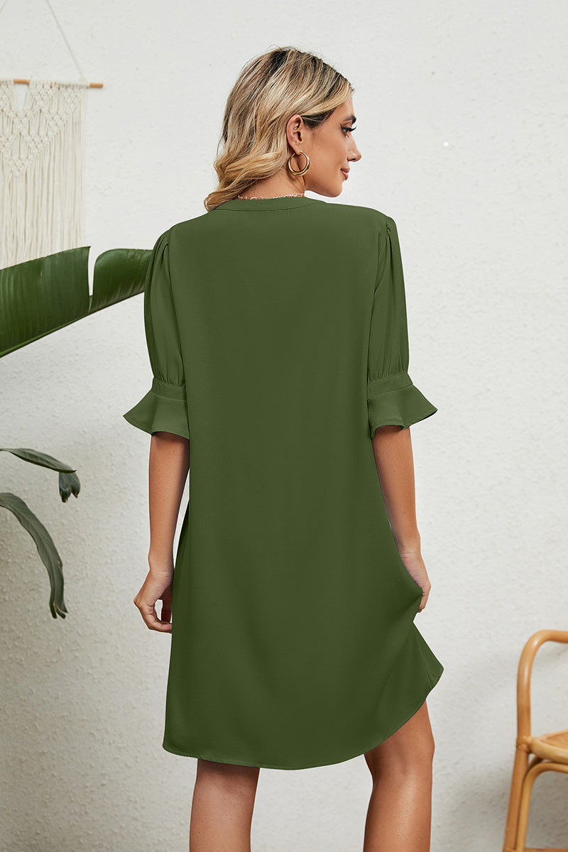 Sophia | Elegantes Kleid mit V-Ausschnitt und Rüschenärmeln