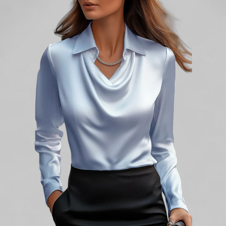 Vivienne | Elegante Satinbluse mit Wasserfallausschnitt