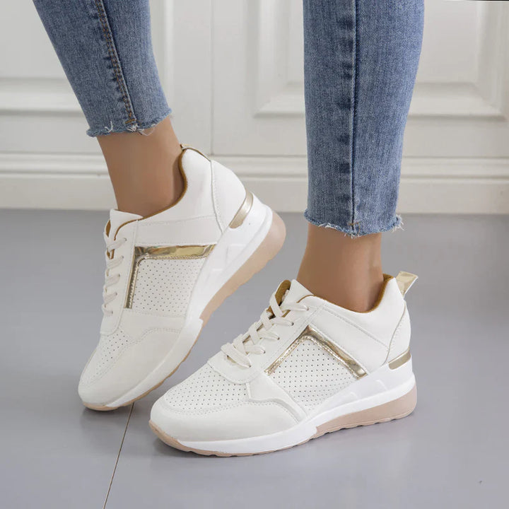 Frieda | Damen Plateau Sneaker mit Keilabsatz und Schnürung