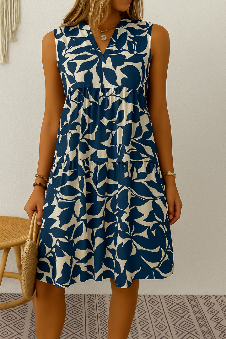 Anneliese | Sommer-Midi-Kleid mit Blattmuster