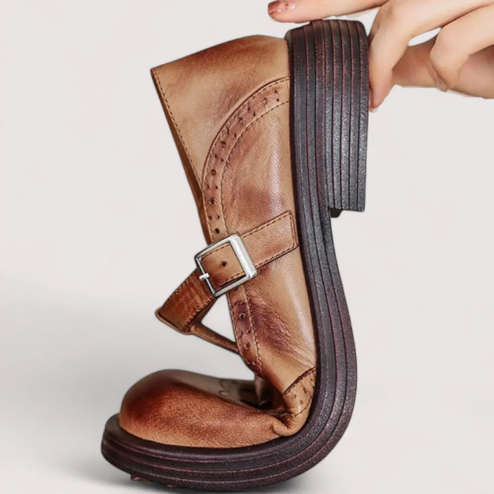 Adelina | Vintage-Loafer aus Leder mit Schnalle