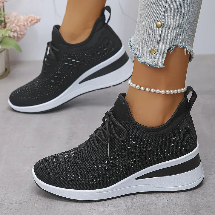 Ingrid | Plateau-Sneaker aus Strick mit Strasssteinen