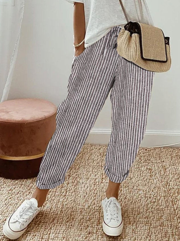 Sophia | Damen Leinenhose mit Kordelzug und Taschen