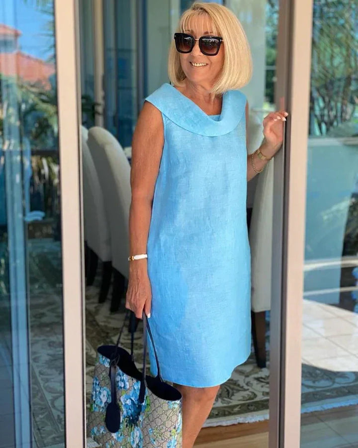 Brigitte | Schlichtes, ärmelloses Leinenkleid