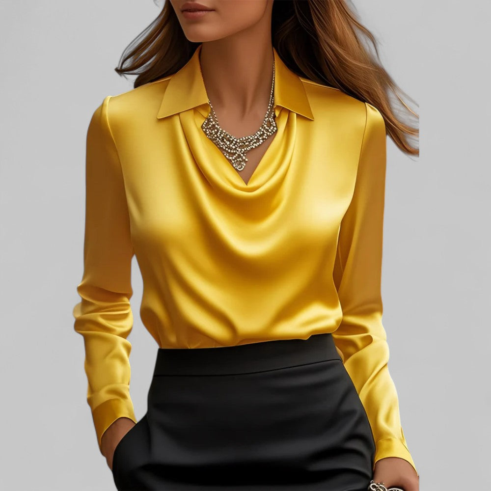 Vivienne | Elegante Satinbluse mit Wasserfallausschnitt