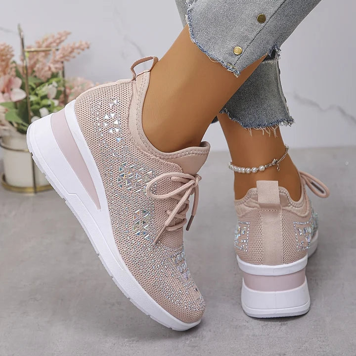 Ingrid | Plateau-Sneaker aus Strick mit Strasssteinen