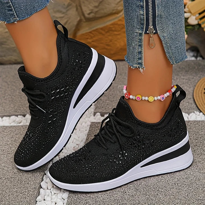 Ingrid | Plateau-Sneaker aus Strick mit Strasssteinen
