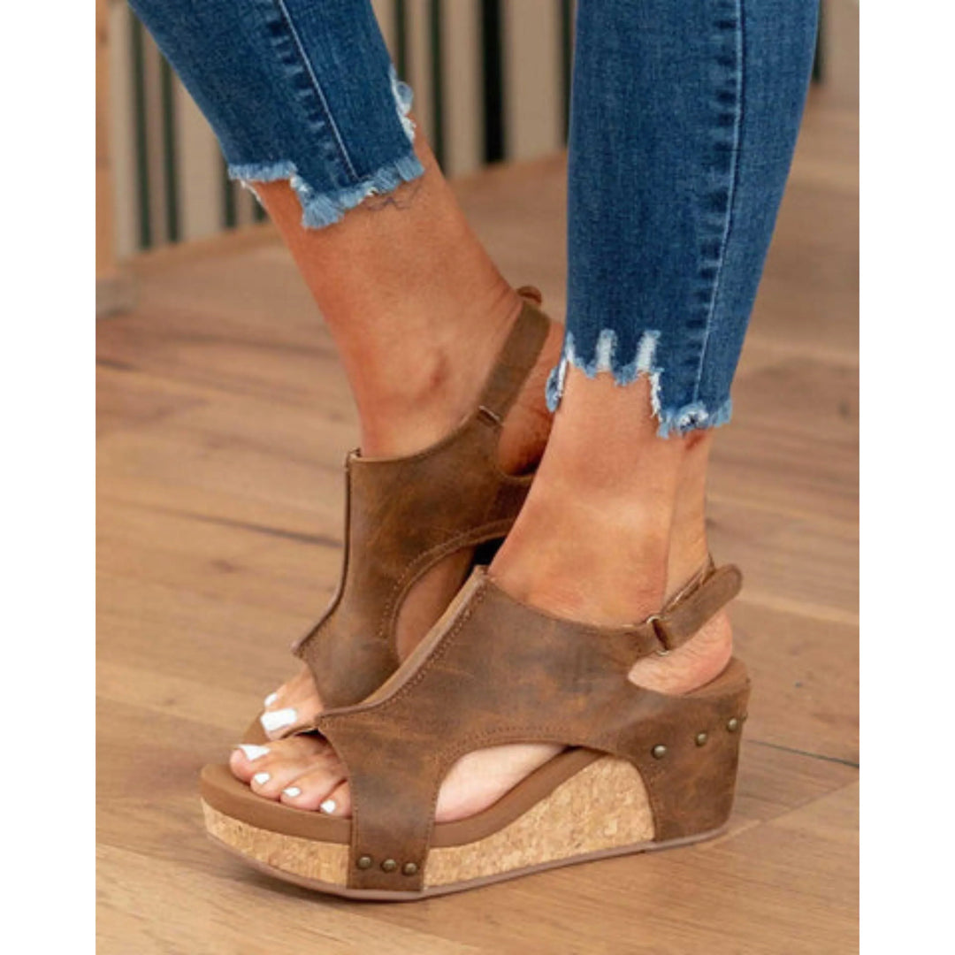 Mattea | Vintage-Sandalen mit Keilabsatz aus Kork