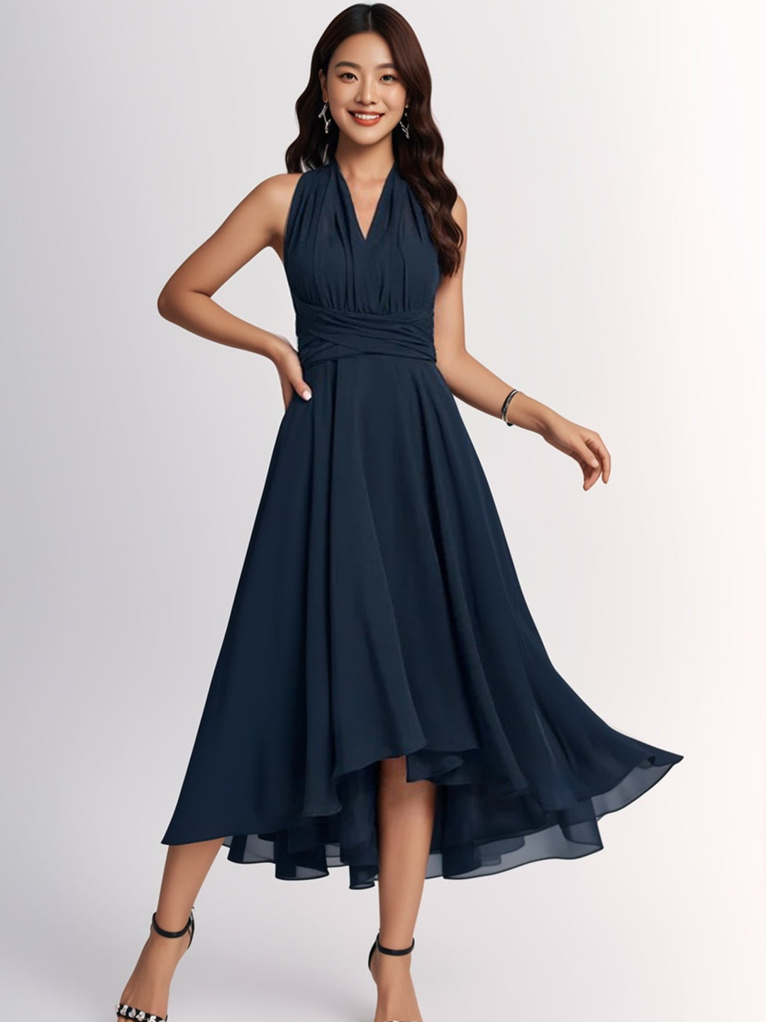 Elodie | Elegantes, fließendes Midi-Kleid aus Chiffon