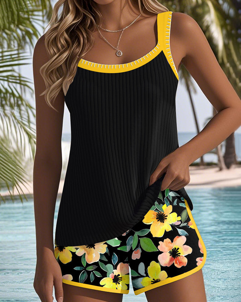 Luna | Tankini-Badeanzug mit Blumenverzierung