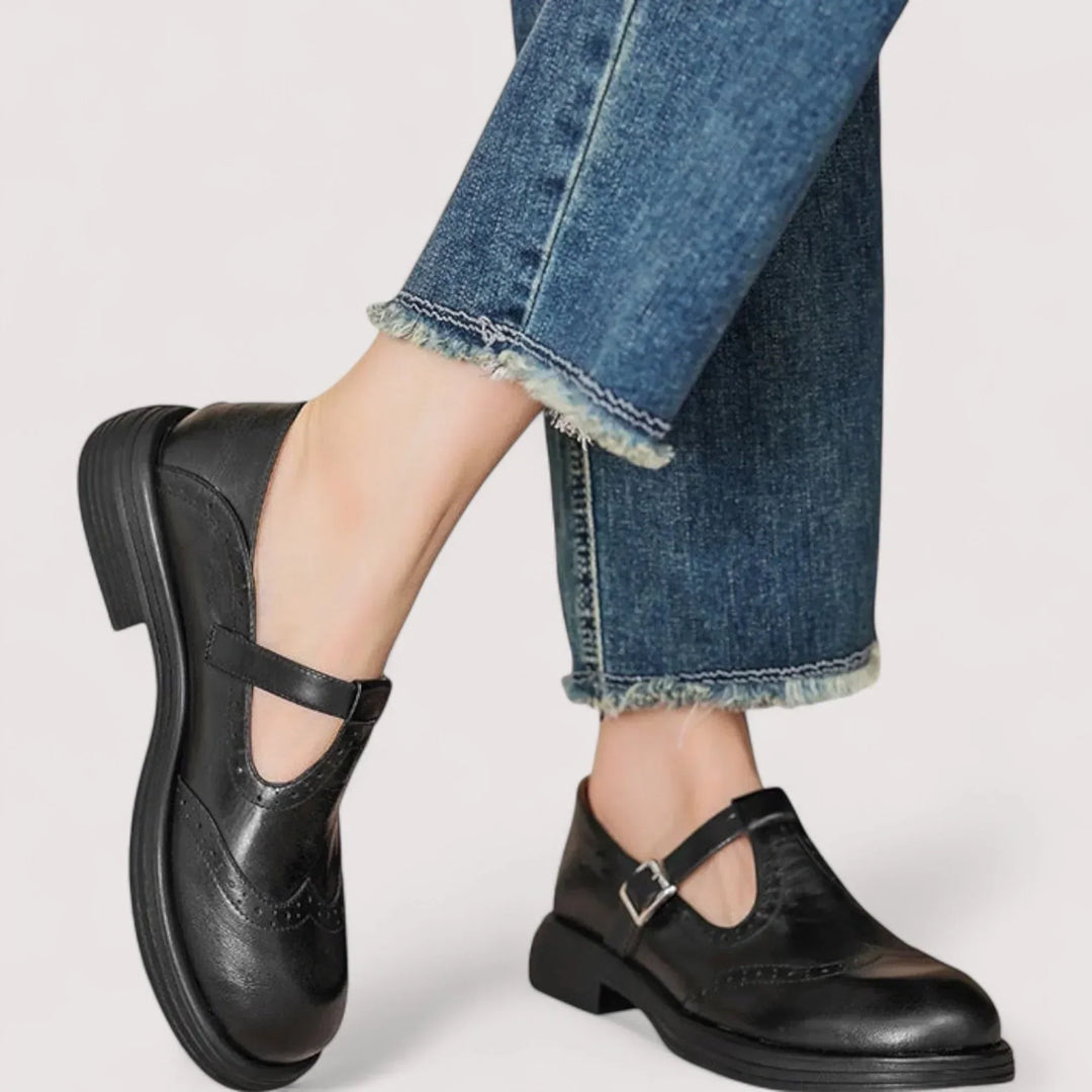 Adelina | Vintage-Loafer aus Leder mit Schnalle