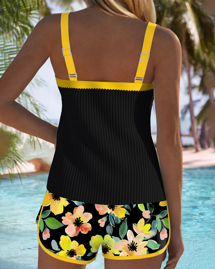 Luna | Tankini-Badeanzug mit Blumenverzierung