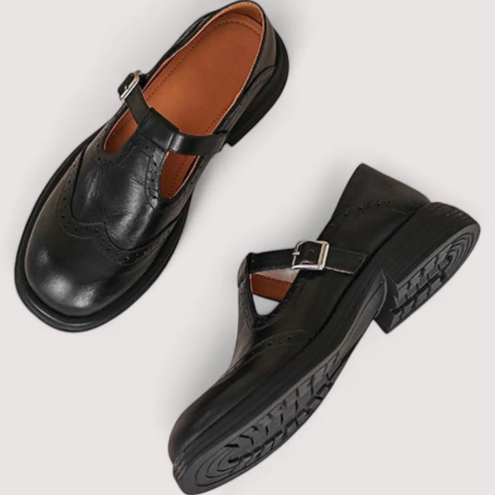 Adelina | Vintage-Loafer aus Leder mit Schnalle