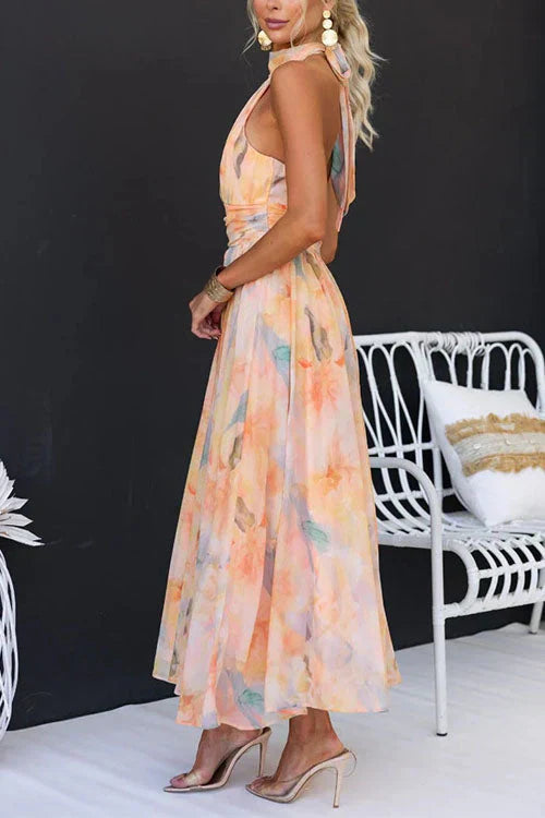 Claudia | Elegantes Maxikleid mit Neckholder-Ausschnitt