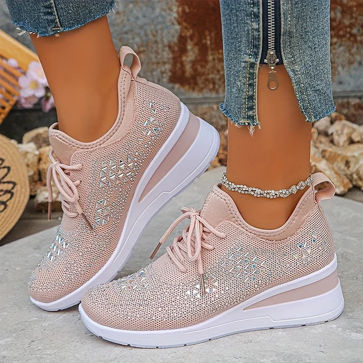 Ingrid | Plateau-Sneaker aus Strick mit Strasssteinen