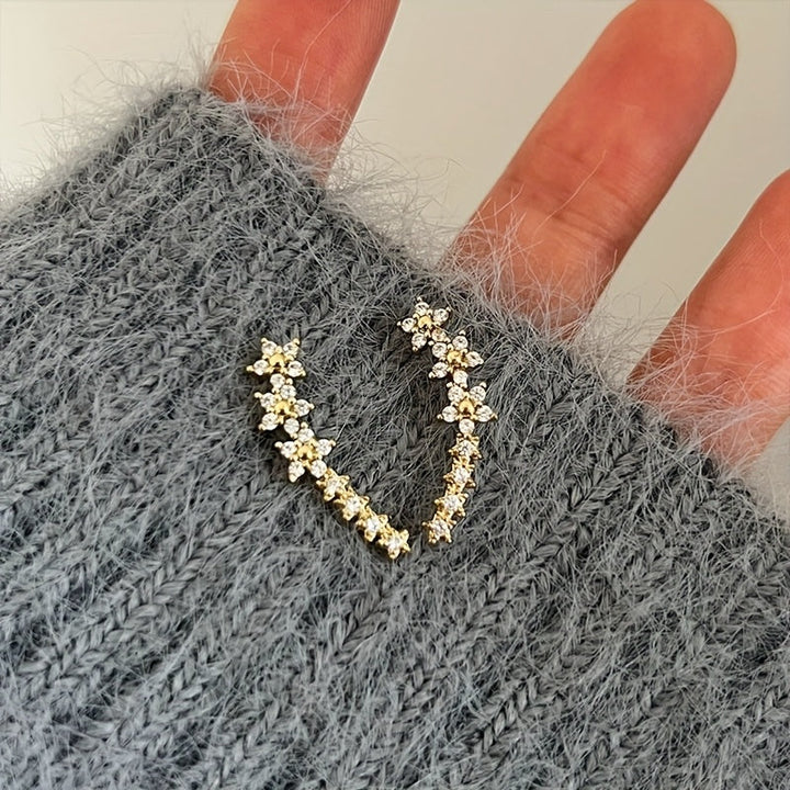 Elodie | Funkelnde Ohrklemmen mit Blumenmuster