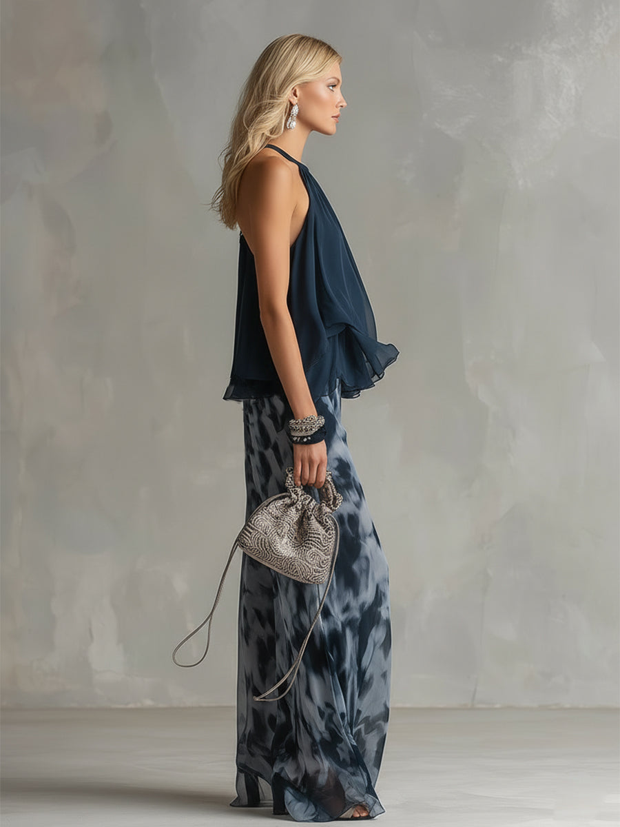 Seraphina | Set aus Chiffon-Haltertop und Hose