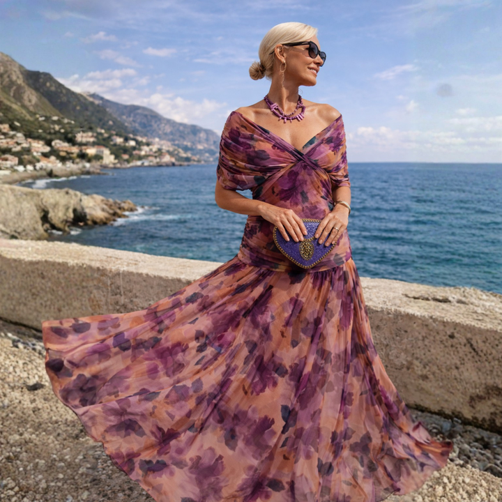 Valeria | Elegantes schulterfreies Maxikleid