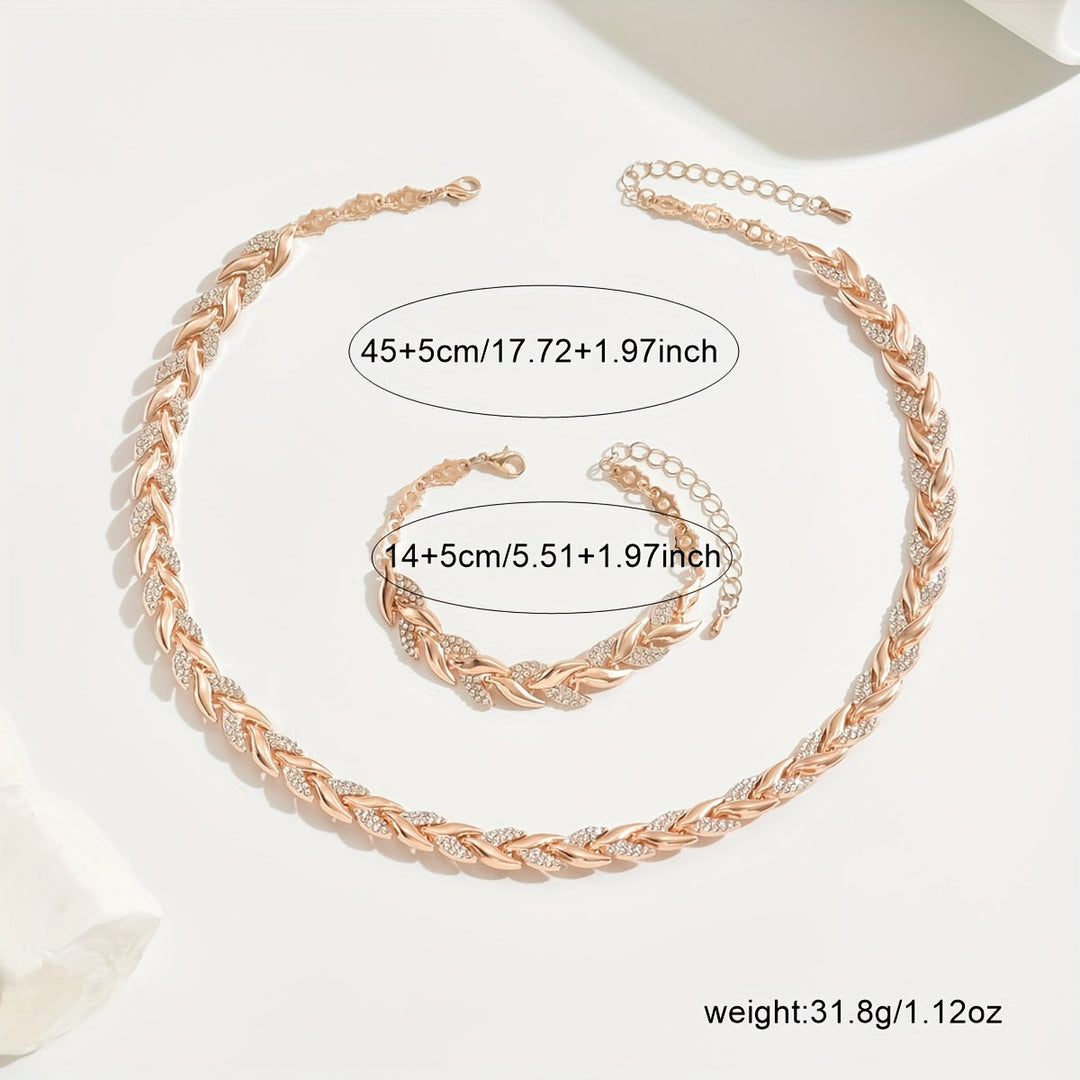 Auriane | Luxuriöses Blatt-Glieder-Schmuckset