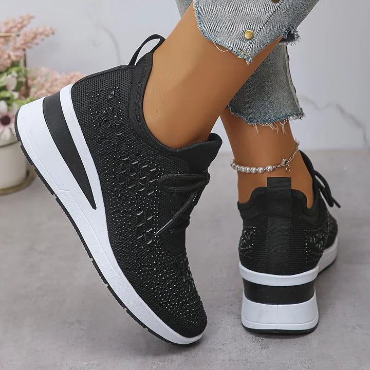 Ingrid | Plateau-Sneaker aus Strick mit Strasssteinen
