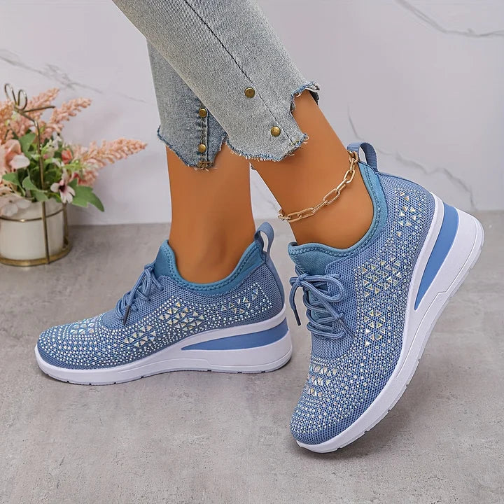 Ingrid | Plateau-Sneaker aus Strick mit Strasssteinen