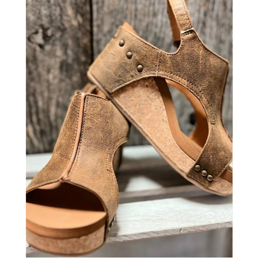 Mattea | Vintage-Sandalen mit Keilabsatz aus Kork