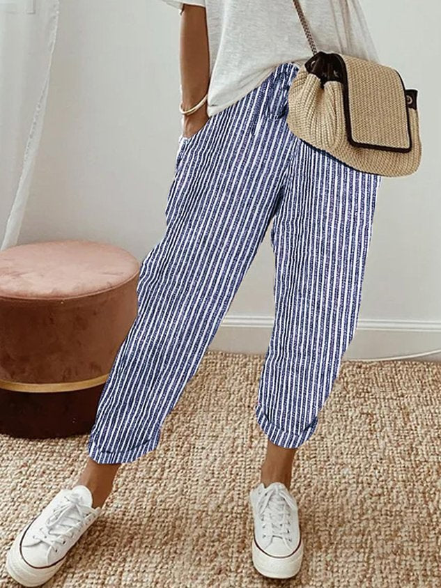 Sophia | Damen Leinenhose mit Kordelzug und Taschen